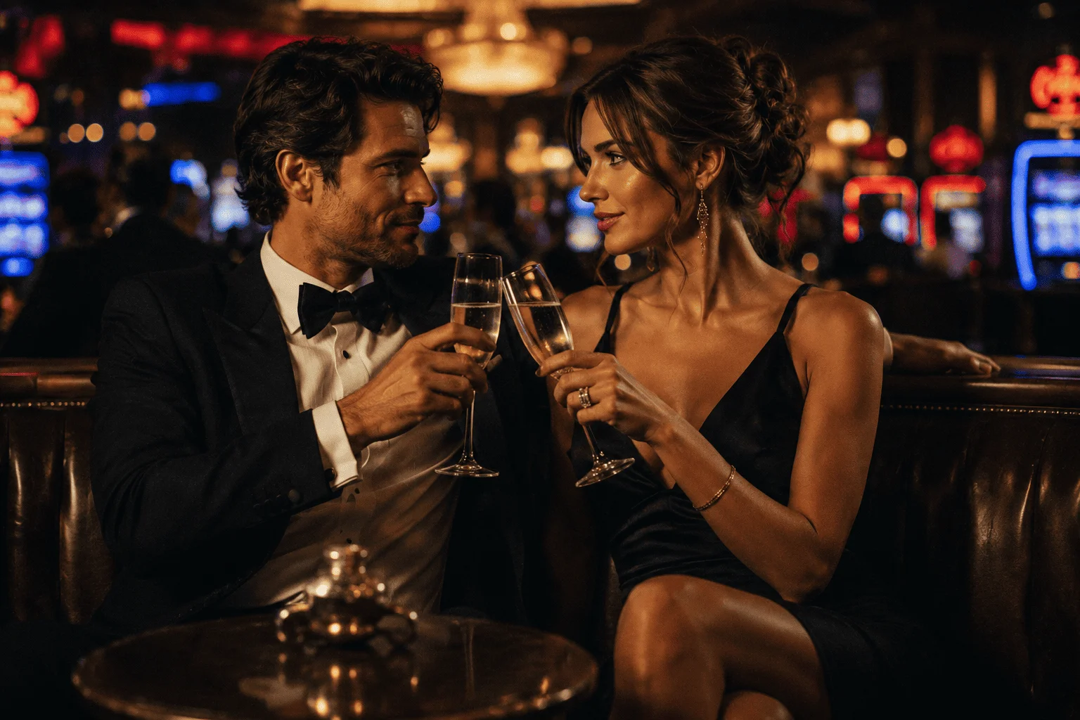 Casino-inspired engagement celebration with delicate table styling